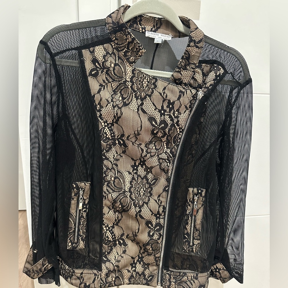 Women’s black and beige lace/mesh jacket